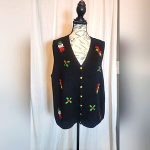 Vintage Black Holiday Sweater Vest